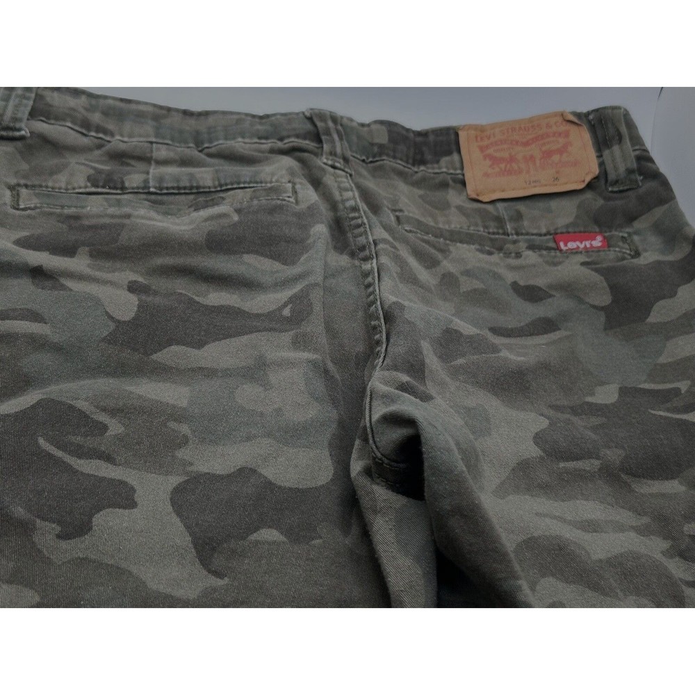 Levi's Boy's Adjustable Waist Cargo Shorts Sz 12 W-26 Green Camo 6 Pocket